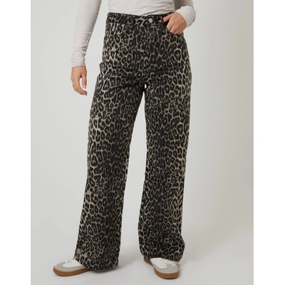 Threadbare Дънки Threadbare Women's Soleil Wide Leg Jeans - Leopard