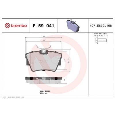 Sada brzdových destiček, kotoučová brzda BREMBO P 59 041