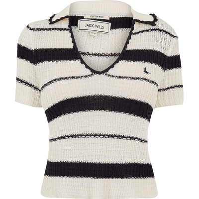 Jack Wills Блуза с яка Jack Wills Women's Knitted Short Sleeve Polo Shirt - Navy/White