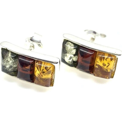 Jan Kos jewellery stříbrné náušnice s jantarem 12125442