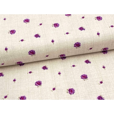 Mirtex Látka FLANEL 150/13931-1 Drobné květy fialovo-béžové šíře 150cm Ceník: METRÁŽ: od 1 metrů