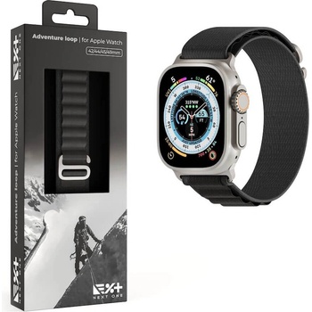 Next One Текстилна каишка за Apple Watch 42мм, 44мм, 45мм, 46мм, Ultra, Ultra 2 49мм - Next One Adventure Loop (черен) (AW-4549-ADV-BLK)