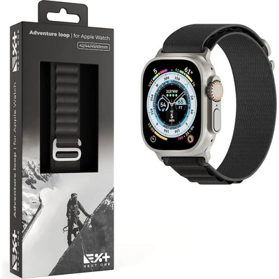 Next One Текстилна каишка за Apple Watch 42мм, 44мм, 45мм, 46мм, Ultra, Ultra 2 49мм - Next One Adventure Loop (черен) (AW-4549-ADV-BLK)