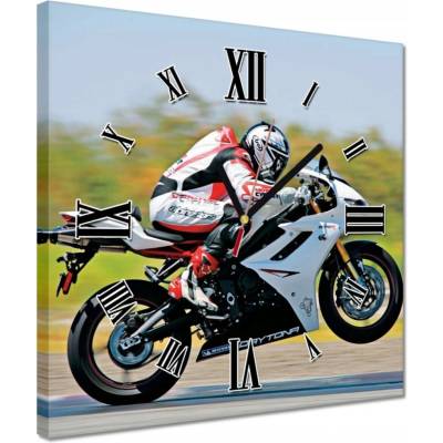 žiadna značka Hodiny 30x30 Motorka Stíhačka