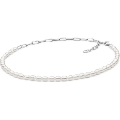 Gaura Pearls Stříbrný náhrdelník s bílou perlou 242-09 Bílá