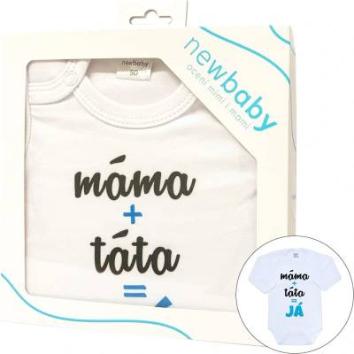 Body s potiskem New Baby máma plus táta rovná se JÁ dárkové balení Velikost: