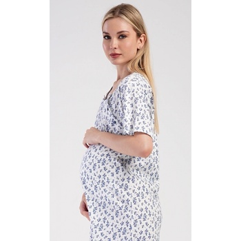 Dámska nočná košeľa materská Flowers modrá