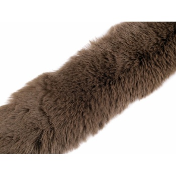 Našívacia odevná / dekoračná kožušina plochá, rezaná šírka 5 cm - béžová tm.