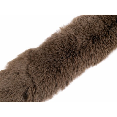 Našívacia odevná / dekoračná kožušina plochá, rezaná šírka 5 cm - béžová tm.