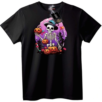 NOONEBRAND Тениска Скелет с Тиква за Хелоуин - 2XL, Black