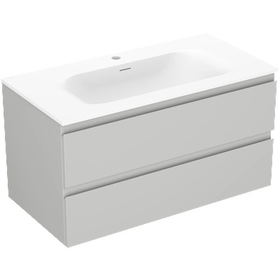Mexen Orio шкаф за баня 90 см с мивка Vela, 2 чекмеджета, сив мат/бял мат - 91A10-09047-2-BFF62-W23M01 (91A10-09047-2-BFF62-W23M01)
