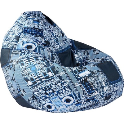 PUFRELAX Пуф, круша, 320л. , Nirvana Grande, Motherboard, Водоустойчив, Перящ се калъф, Пълнеж от Полистиролни перли, принт, 8316 (PUF-G-NGR-TEXP-MOM)