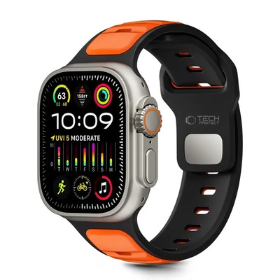 Tech-Protect Каишка Tech-Protect IconBand Line за Apple Watch 44 / 45 / 46 / 49 мм - черна и оранжева (5906302333424)