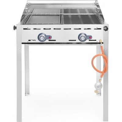 Hendi Plynový gril Green Fire 2 hořáky, Smaltovaná litinová plotýnka a mřížka o velikosti GN 1/1, 11,6kW, 740x615x(H)825mm