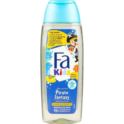 Fa, Detský sprchový gél a šampón Pirate Fantasy s vôňou divokého oceánu 400 ml
