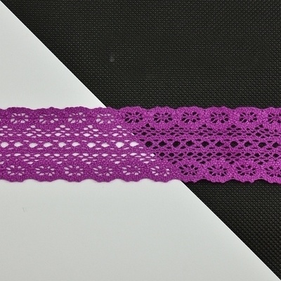 Prima-obchod Bavlněná krajka šíře 38 mm paličkovaná, barva Fuchsiová – Zboží Mobilmania