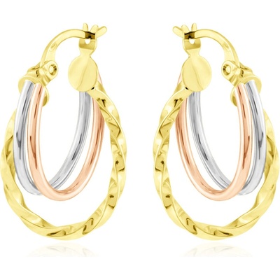 Gemmax Zlaté náušnice půlkruhy Trinity na francouzský zámek GLECN-40241