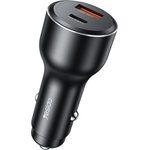 YESIDO Автомобилно зарядно - Yesido Y65 - USB-A + Type-C, PD100W, алуминий, супер бързо зареждане - Черно