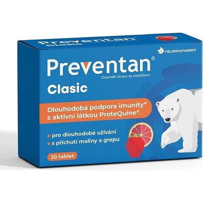 Preventan Clasic s příchutí maliny a grepu 30 tabliet