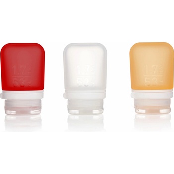 humangear GoToob+ Силиконова бутилка за пътуване / контейнер Опаковка от 3 53 ml прозрачна/червена/оранжева (070902)