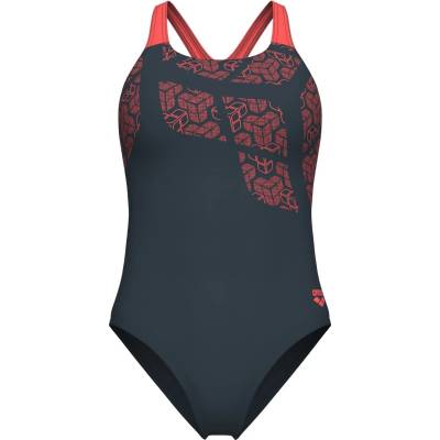 arena Дамски бански костюм Arena Women's Kikko Swimsuit Swim Pro Back Swimsuit - Asphalt / Calypso Coral - размер 38 (EU) (150-5857-0313)