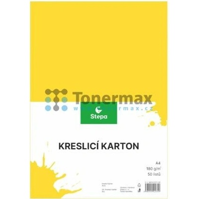 Barevný kreslicí karton A4, žlutý, 180 g/m2, 50 listů