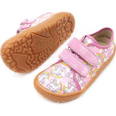 Froddo Barefoot detské plátené topánky Canvas White/Pink ružové