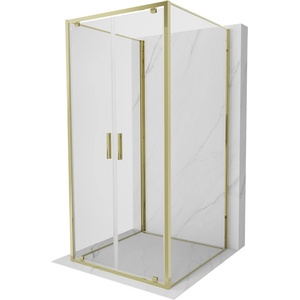 Mexen Exo-BR Duo 3S душ кабина 3-стенна с панти 110 x 110 см, прозрачна, златна (8182-110-110-50-00-3S)