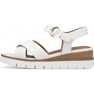 Tamaris sandály na klínku White Leather 1-28202-42