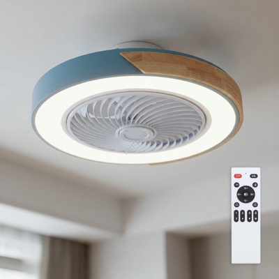 Brilagi - димируемо LED осветително тяло с вентилатор LED/38W/230V 50 cm син/дъб + дистанционно управление (BG4030)