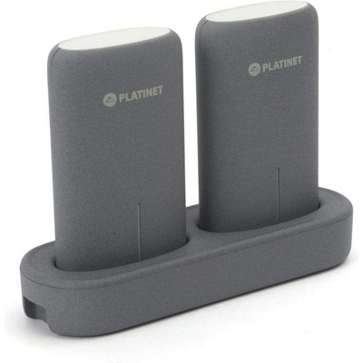 Platinet Power Bank Dual 2 x 5000mAh Docking Station - комплект 2 броя външни батерии с док станция за тяхното зареждане (сив)