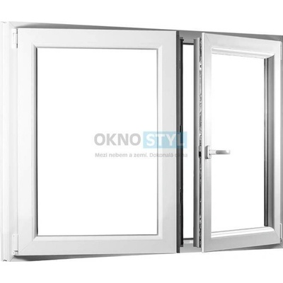 OKNOSTYL.cz dvoukřídlé plastové okno se štulpem REHAU 12500 x 11000 mm Bílá
