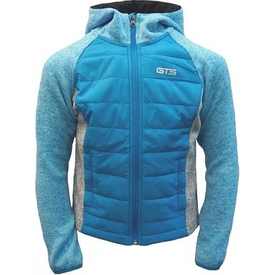 GTS Strickmix dětská hybridní mikina s kapucí aqua modrá-šedá