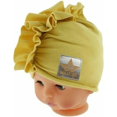 Baby Nellys Jarná jesenná bavlnená čiapka turban horčicová