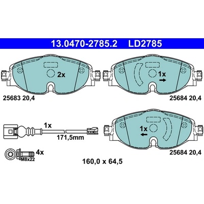 ATE Sada brzdových platničiek kotúčovej brzdy 13047027852