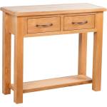 vidaXL Конзолна маса с 2 чекмеджета, 83x30x73 см, дъбов масив (241675)
