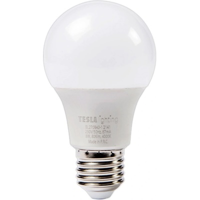 Tesla LED žárovka BULB E27/8W/230V/806lm/25 000h/4000K denní bílá/220st