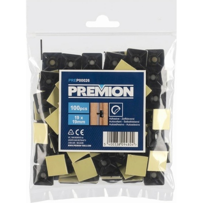 Premion PREP00026 - Kabelová příchytka samolepící černá 19 x 19mm 100ks