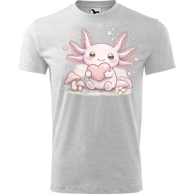Stymio detské tričko Axolotl so srdiečkom Svetlosivý melír