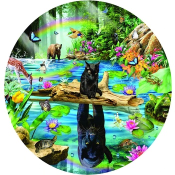 Image 1 of SunsOut - Puzzle Panther Reflections round - 500 piese