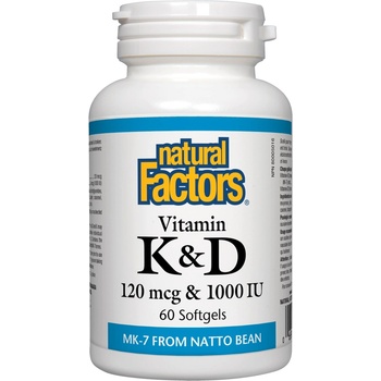 Natural Factors Vitamin К2 & D3, 60 капсули, Natural Factors (1292 NF)