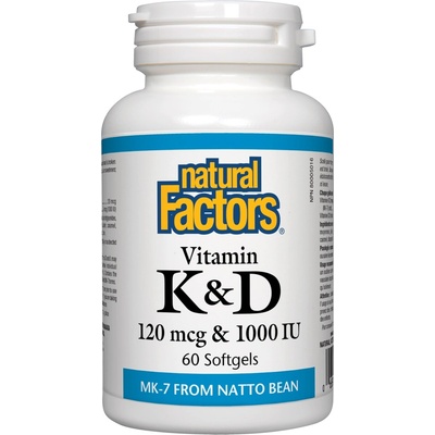 Natural Factors Vitamin К2 & D3, 60 капсули, Natural Factors (1292 NF)