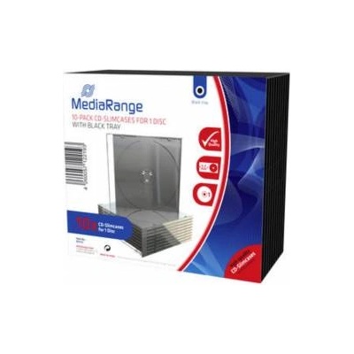 MediaRange Кутийки за DVD/CD дискове MediaRange, прозрачни с черен трей, за един диск, 10 броя, BOX32