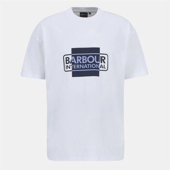 Image 1 of Barbour International Тениска Barbour International short-sleeved cotton divide t-shirt - White WH11