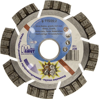 Kotúč diamantový MAMUT Standard TURBO 125x22,23mm (239S) armovaný betón, betón, tehla,