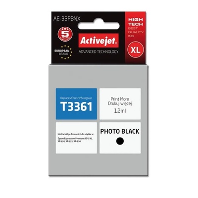 Compatible Мастило Activejet AE-33PBNX (заместител за Epson 33XL T3361, Supreme, 12 ml, фото черно) (AE-33PBNX)