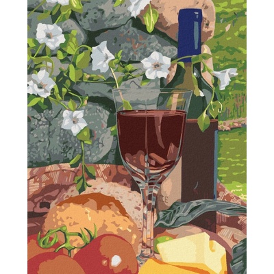 zuty Malování Podle Čísel Zátiší Sklenka Vína A Jídlo Mardell Schuster 40 x 50 Cm Plátno Rám