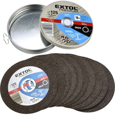 Kotouč řezný na ocel/nerez, 10ks, ⌀125x1,0x22,2mm EXTOL PREMIUM