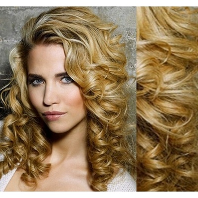 Clip in kučeravé vlasy 100% ľudské REMY 53cm - prírodná blond