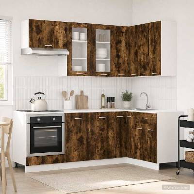 vidaXL Кухненски единица LYON 8 pcs Опушен дъб Инженерна дървесина (3438511)